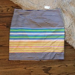Loft multicolored canvas striped pencil skirt